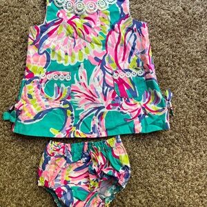 Lilly Pulitzer floral dress with bloomers 3-6 months